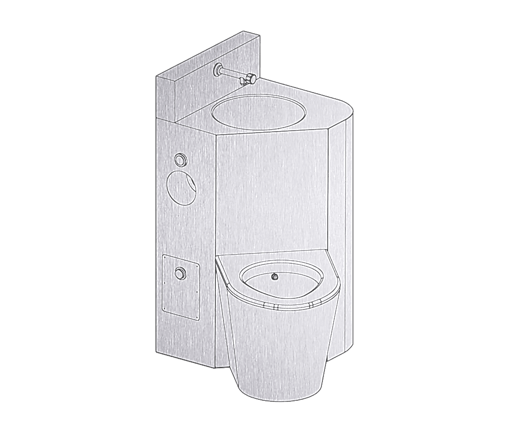 NRE-502L Paslanmaz Çelik Klozet Lavabo Kombinasyonu