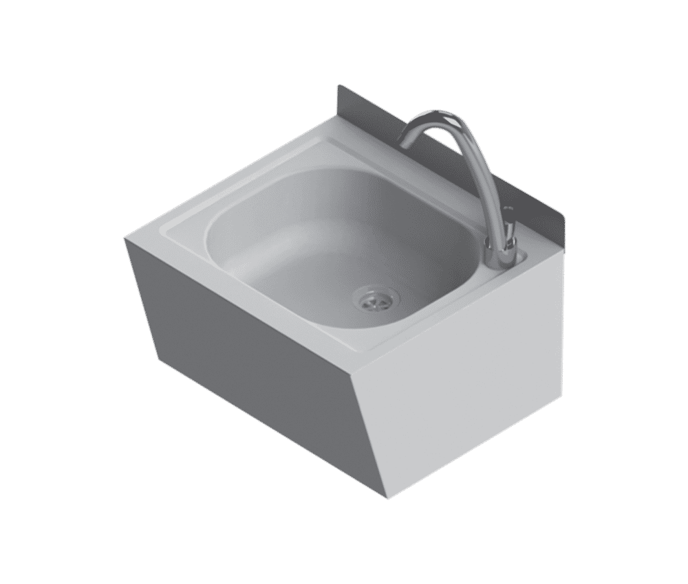 NRB-601L Paslanmaz Çelik Alçak Sırtlı Lavabo - Ön Perdesi Açılı