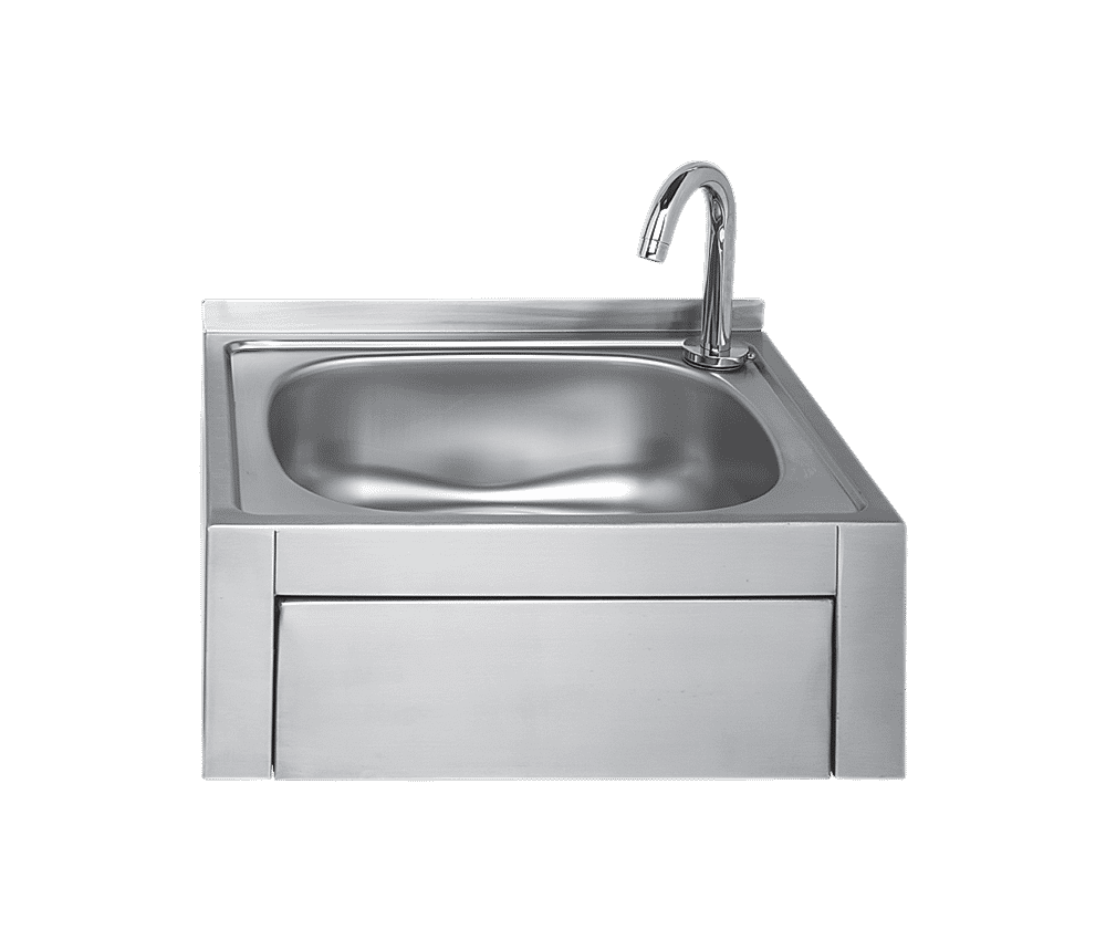 NRB-602L-DK Paslanmaz Çelik Lavabo - Dizden Kumandalı Duvara Askı - Alçak Sırtlı