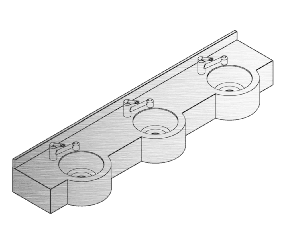 NRB-632C-2100-3 Paslanmaz Çelik Üçlü Kuaför Lavabosu