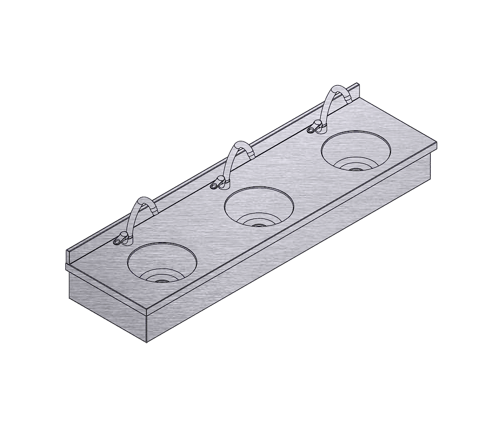 NRB-GL-180 Paslanmaz Çelik Galaksi Üçlü Lavabo