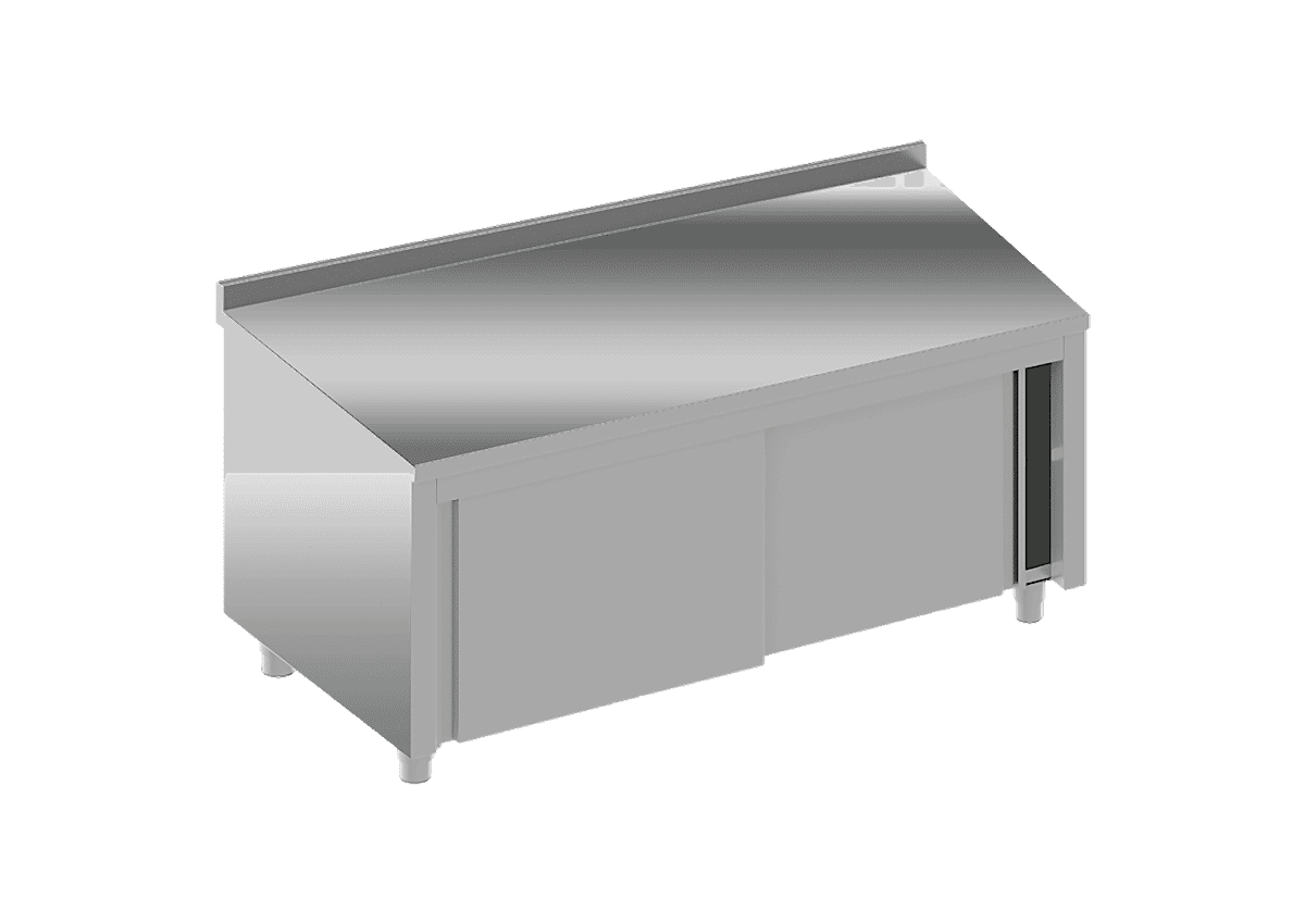 Paslanmaz Çelik Dolaplı Taban Raflı Tezgah