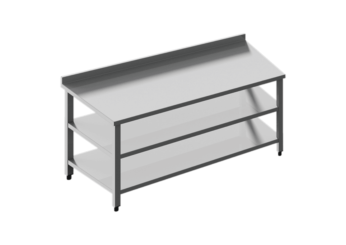 Paslanmaz Çelik Taban Ara Raflı Tezgah